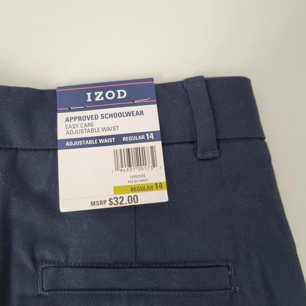 IZOD Approved Schoolwear Navy Blue Adjustable Waist School Pants Size 14 - Picture 3 of 6
